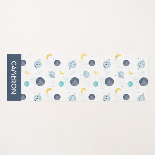 Waterverf Blue Space Planet Patroon Yogamat (Voorkant (horizontaal))