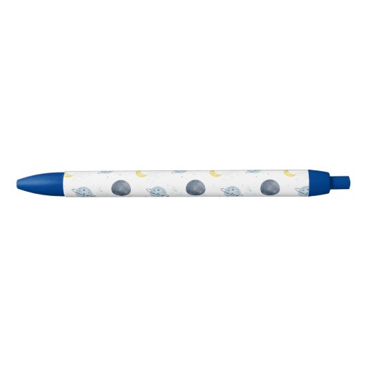 Waterverf Blue Space Planet Patroon Zwarte Inkt Pen (Voorkant)