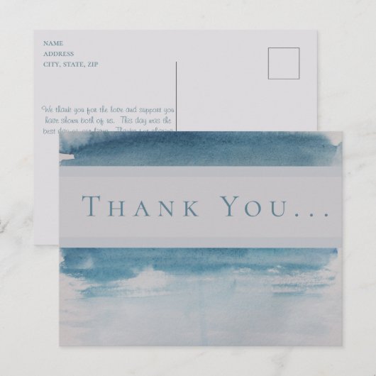 Waterverf Blue Splas Wedding Invitation Hartelijk Briefkaart (Voorkant / Achterkant)