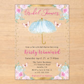 Waterverf Blue Spring Umbrella Vrijgezellenfeest Acryl Uitnodigingen (Voorkant)