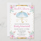 Waterverf Blue Spring Umbrella Vrijgezellenfeest Kaart (Voorkant)