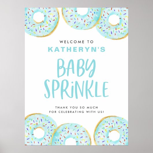 Waterverf Blue Sprinkle Donuts Baby Sprinkle Poster (Voorkant)