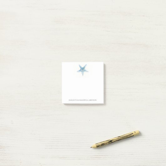 Waterverf Blue Starfish Post-it® Notes (Op bureau)