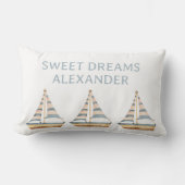 Waterverf Blue Stripe Sailboat Nursery Kussen (Voorkant)