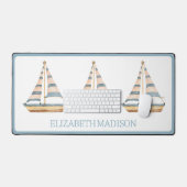 Waterverf Blue Stripe zeilboot Bureaumat (Keyboard & Muis)