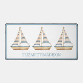 Waterverf Blue Stripe zeilboot Bureaumat (Voorkant)