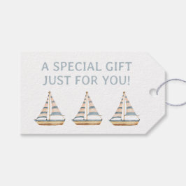 Waterverf Blue Stripe zeilboot Cadeaulabel