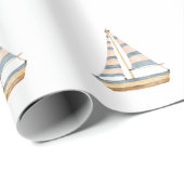Waterverf Blue Stripe zeilboot Cadeaupapier (Rol Hoek)