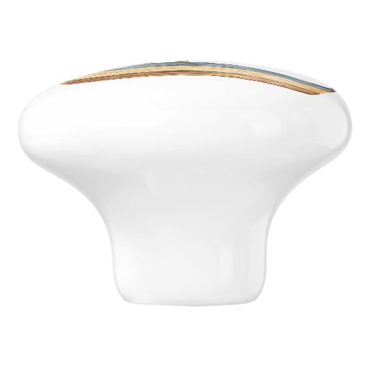 Waterverf Blue Stripe zeilboot Keramische Knop (Zijkant)