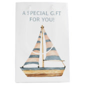 Waterverf Blue Stripe zeilboot Medium Cadeauzakje (Voorkant)