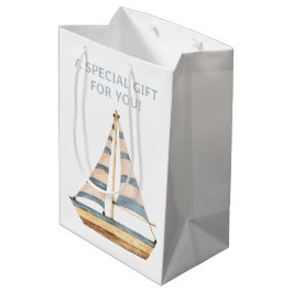 Waterverf Blue Stripe zeilboot Medium Cadeauzakje