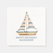 Waterverf Blue Stripe zeilboot Servet (Voorkant)