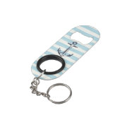 Waterverf Blue Striped Anchor Motif Mini Flessenopener (Achterkant Gekanteld)