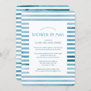 Waterverf Blue Stripes Baby shower by Mail Kaart