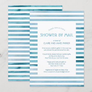 Waterverf Blue Stripes Baby shower by Mail Kaart