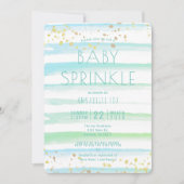 Waterverf Blue Stripes Baby Sprinkle Invitation Kaart (Voorkant)