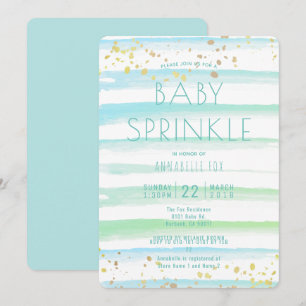 Waterverf Blue Stripes Baby Sprinkle Invitation Kaart