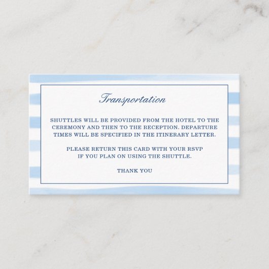 Waterverf Blue Stripes Beach Transport Informatiekaartje (Voorkant)