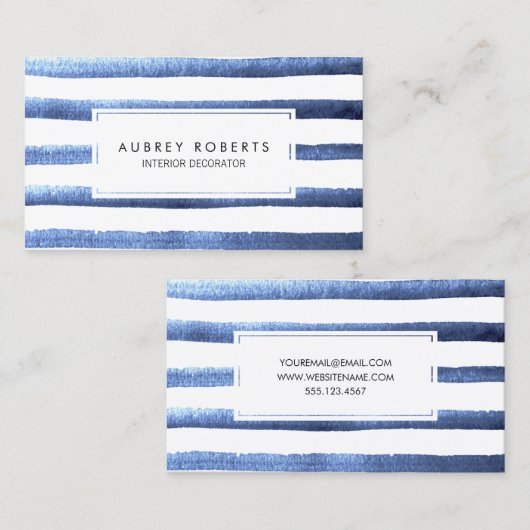 Waterverf Blue Stripes Pattern Professional Visitekaartje (Voorkant / Achterkant)