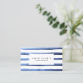 Waterverf Blue Stripes Pattern Professional Visitekaartje (Staand voorkant)