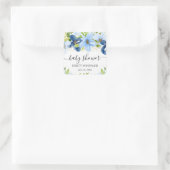 Waterverf Blue Summer Flowers Baby shower Vierkante Sticker (Tas)