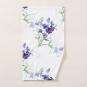 Waterverf Blue Sweet Peas Garden Flower Pattern Bad Handdoek (Handdoek)