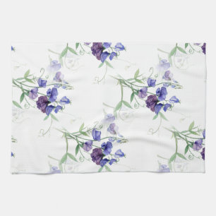 Waterverf Blue Sweet Peas Garden Flower Pattern Theedoek