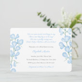 Waterverf Blue Sweet Peas Poem Boy Baby shower Kaart (Staand voorkant)