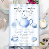 Waterverf Blue Tea Party Baby Baby shower Kaart