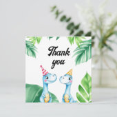 Waterverf Blue Trex Greenery Kinder 3e verjaardag Bedankkaart (Staand voorkant)