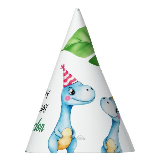 Waterverf Blue Trex Greenery Kinder 3e verjaardag Feesthoedjes (Rechts)