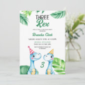 Waterverf Blue Trex Greenery Kinder 3e verjaardag Kaart (Staand voorkant)