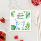 Waterverf Blue Trex Greenery Kinder 3e verjaardag Servet (Insitu)