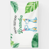 Waterverf Blue Trex Greenery Kinder 3e verjaardag Spandoek (Verticaal)