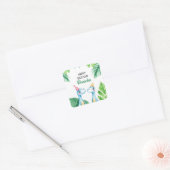 Waterverf Blue Trex Greenery Kinder 3e verjaardag Vierkante Sticker (Envelop)