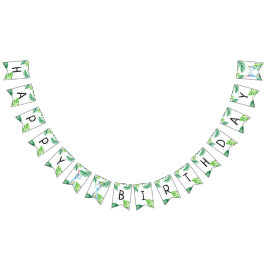 Waterverf Blue Trex Greenery Kinder 3e verjaardag Vlaggetjes