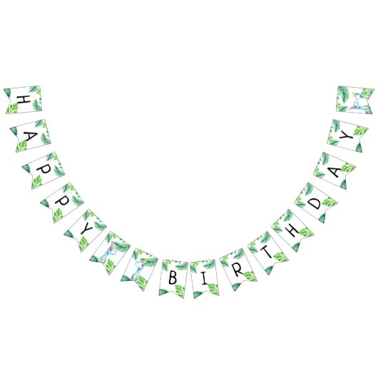 Waterverf Blue Trex Greenery Kinder 3e verjaardag Vlaggetjes (Alle)