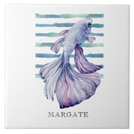 Waterverf Blue TROPICAL FISCH Beach MARGATE Tegeltje