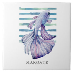 Waterverf Blue TROPICAL FISCH Beach MARGATE Tegeltje