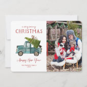 Waterverf Blue Truck | Kerstvakantie foto Kaart (Voorkant)