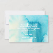 Waterverf Blue Turquoise Palm Tree DANK U Bedankkaart (Achterkant)