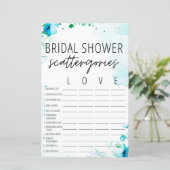 Waterverf Blue Vrijgezellenfeest Scattergories Gam (Staand voorkant)