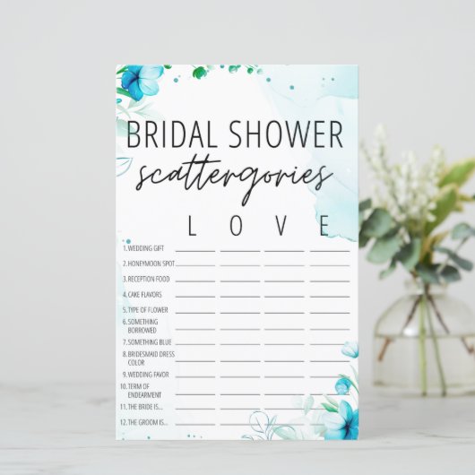 Waterverf Blue Vrijgezellenfeest Scattergories Gam (Staand voorkant)