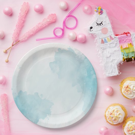 Waterverf Blue Wash Papieren Bordje (Feest)