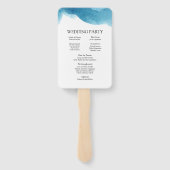Waterverf blue wash trouwprogramma's handwaaier (Achterkant)