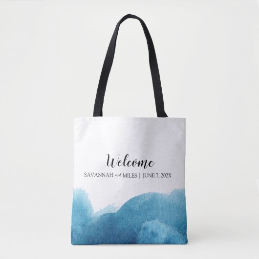 Waterverf Blue Wash WeduwWelkomsttas Tote Bag (Voorkant)