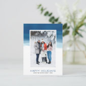 Waterverf Blue Wave Happy Holiday Foto Briefkaart (Staand voorkant)