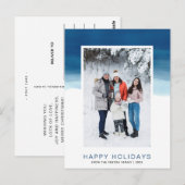 Waterverf Blue Wave Happy Holiday Foto Briefkaart (Voorkant / Achterkant)