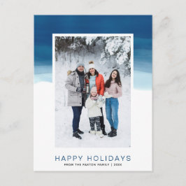Waterverf Blue Wave Happy Holiday Foto Briefkaart