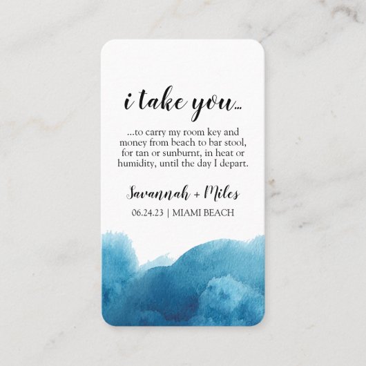 Waterverf Blue Wave Reisroute Insert Visitekaartje (Voorkant)